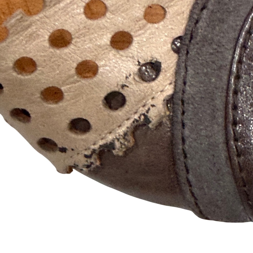 Chie Mihara Vulcano Heel Strap Sandal Womens 8.5 Brown Taupe Perforated Leather - Picture 6 of 16